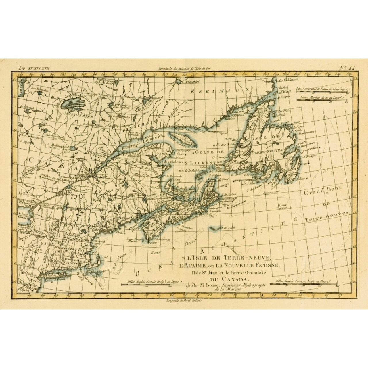 Map Of Newfoundland Nova Scotia And Eastern Canada Circa. 1760. From Atlas De